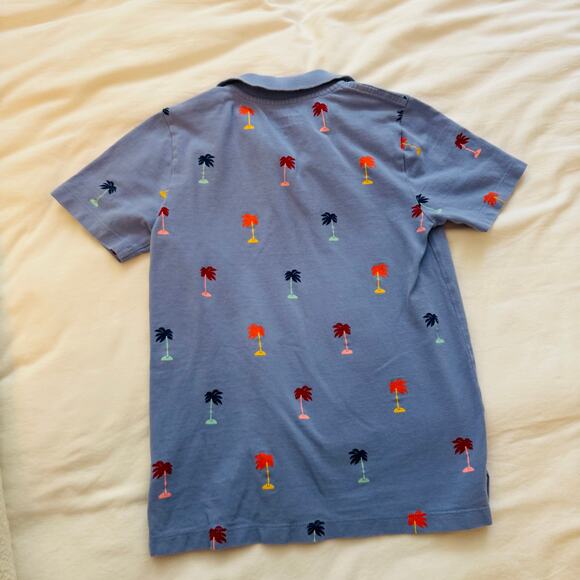 Crewcuts Periwinkle Polo Shirt Multicolor Palm Tree Print Boys size 8 - Picture 2 of 4